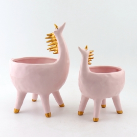 Fornitura set di 2 fioriere in ceramica unicorno