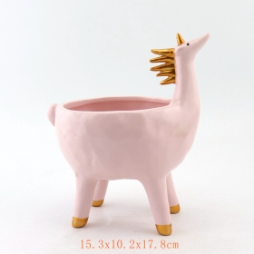 Fornitura set di 2 fioriere in ceramica unicorno
