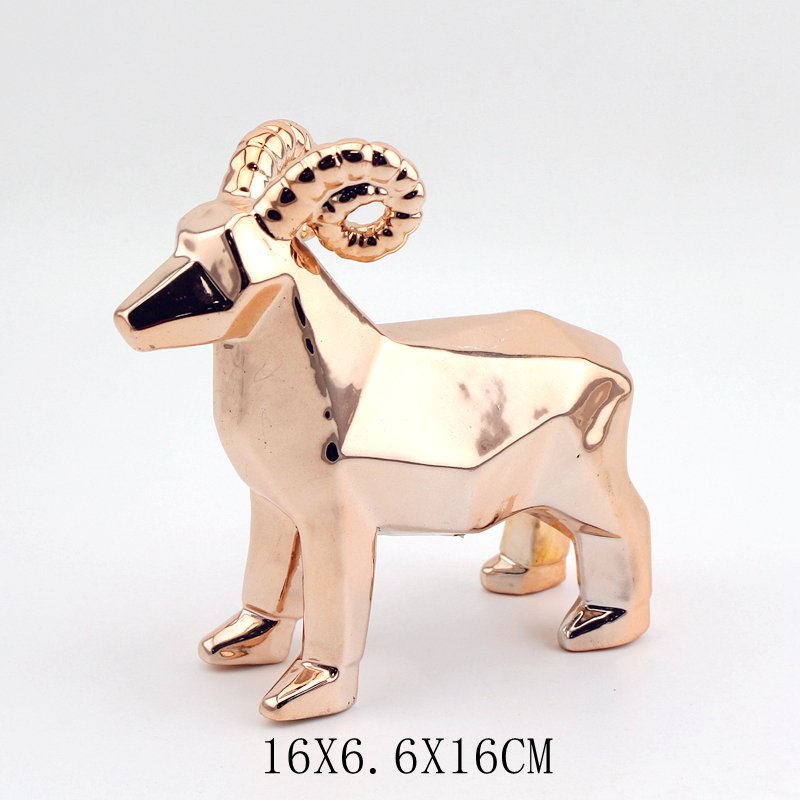figurine ceramic reindeer rose gold