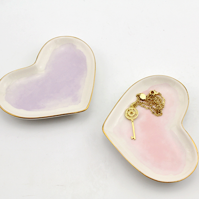 ceramic heart trinket tray watercolor print