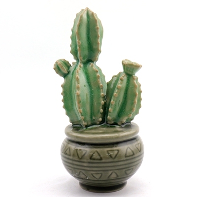 Garneck Ceramica Cactus Figurine Bianco di Porcellana Decorativi Pianta Scultura da Collezione Titolare Gioielli Centrotavola Ornamento per Portico Home Office