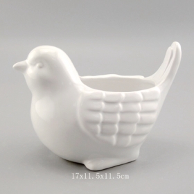 simpatica mini piantatrice di uccelli in ceramica bianca