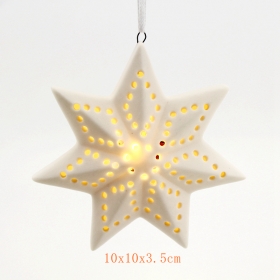 luce di natale bianca della stella dell'albero di Natale della stella di bisquie ceramica