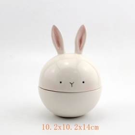 scatola di gingillo di gioielli in ceramica bianca coniglio coniglietto
