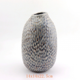 grande vaso ovale in ceramica blu antico